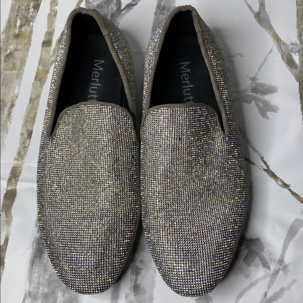 Merlutti Silver Rhinestone Loafers - Picture 6 of 8